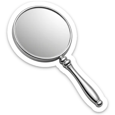 hand mirror, polished silver chrome, erotic vanity aesthetic sticker