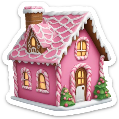 A pink gingerbread house sticker