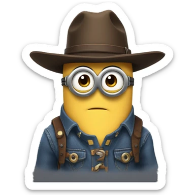 Despicable 4 character mega minion, western outfit sticker