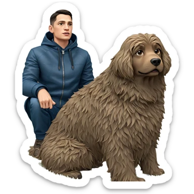 boy holding jacket with dog sticker