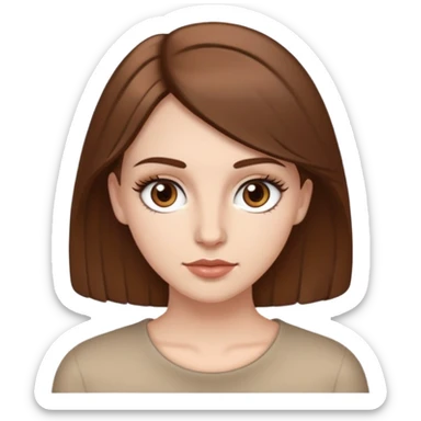 white girl with brown hair, light brown eyes, medium eyelashes, brown eyebrows, medium lips, medium nose sticker