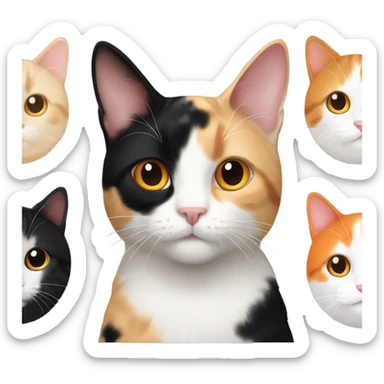 calico cream cat with mostly black calico cat with orange calico cat mixed sticker