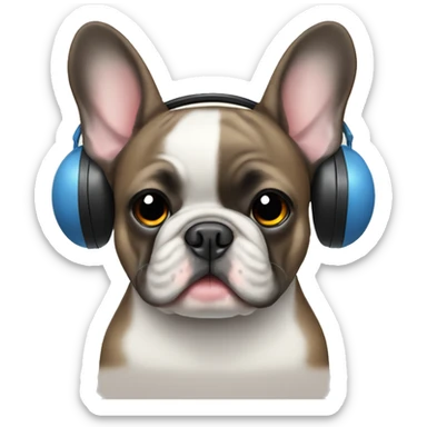 French bulldog with earmuffs sticker