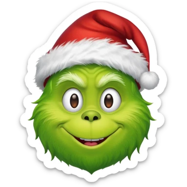 Create an emoji of the gtinch with a Santa hat sticker