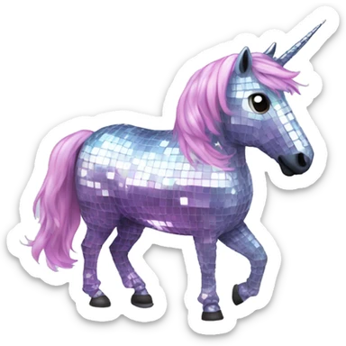Disco Ball unicorn sticker