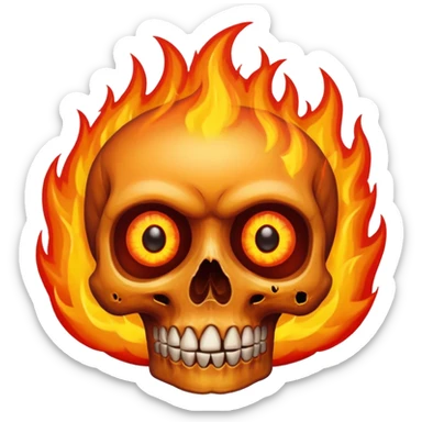 Skull eyes on fire sticker