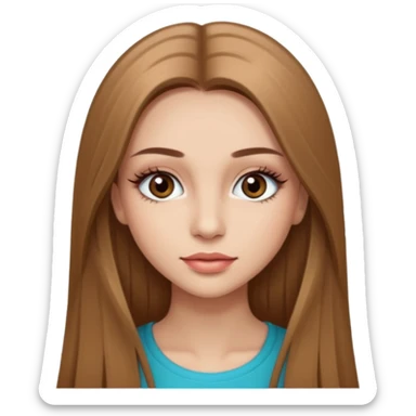 very beautiful girl with long straight light brown hair and make-up with very light skin with long eyelashes  sticker