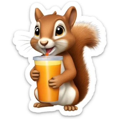 a squirel with a juice box sticker
