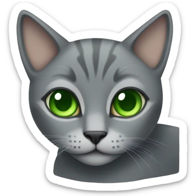 Gray cat with  green eyes on a bed sticker