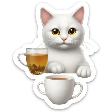 Cat with cup of tea in the bar sticker