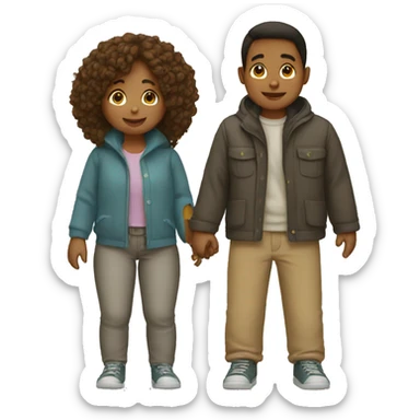 family two boys one girl sticker