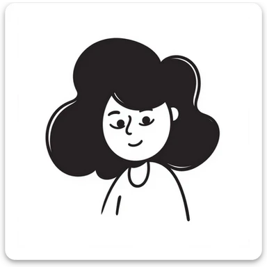 hand-drawn wig with sketchy lines sticker