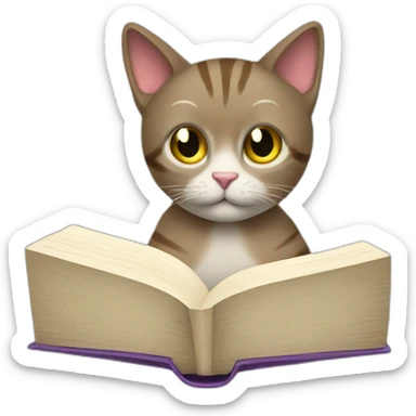 reading book cat sticker