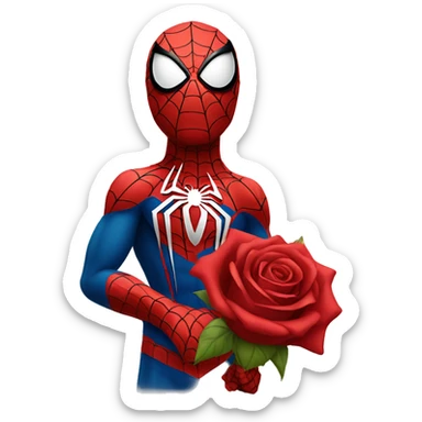 Spiderman holding a rose sticker