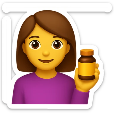 DONNA STILE EMOJI IPHONE CON BOCCETTA DI INTEGRATORE IN MANO, 4K sticker