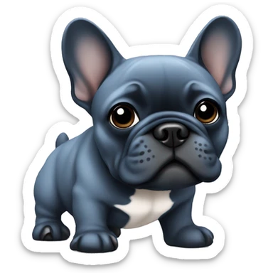 Blue French bulldog with black face sticker