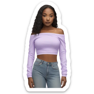 Lilac off shoulder Long sleeve flowy crop top, isolated sticker