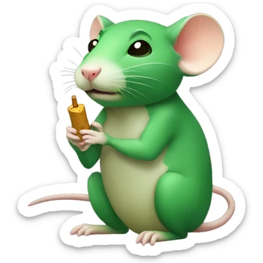 cute green rat smoking sticker