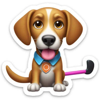 Dog playing field hockey  sticker