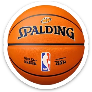 Ultra minimalist basketball in classic orange color with very tiny Spalding and NBA logos, extremely simple design with minimal details sticker