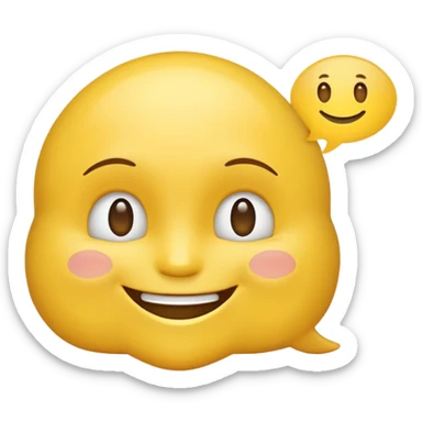 smiling face with speech bubble saying 'we're back' sticker