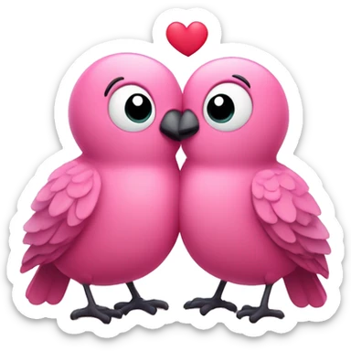 Two cute pink birds are hugging each other and are forming a heart shape expressing love and affection  sticker