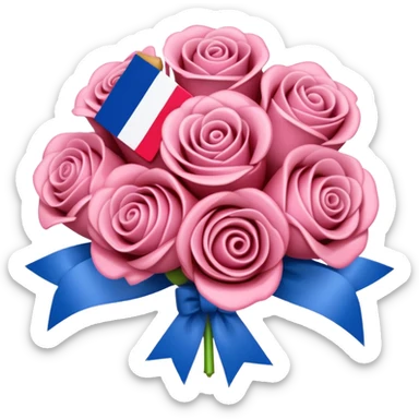 SPAM MEAT rose bouquet wrapped in french flag bow sticker