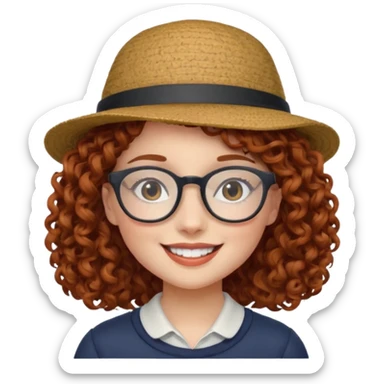 hatted girl with glasses and curly hair sticker