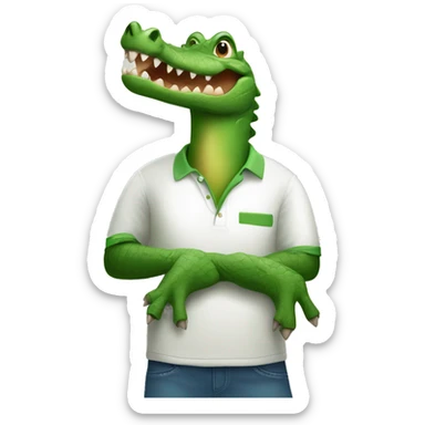 Crocodile in a polo t-shirt with a little crocodile  sticker