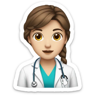Brown hair girl with blue eyes doctor sticker