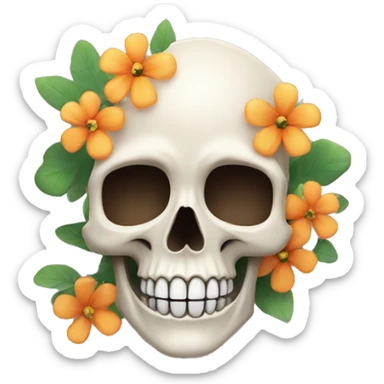 Skull with flowers sticker