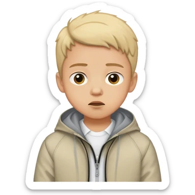 portrait of a boy in jacket excuse me expression sticker