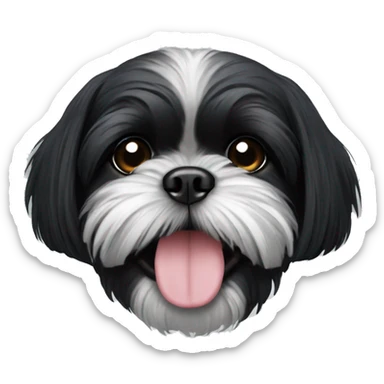 Completely Black shih tzu. With over bite  sticker