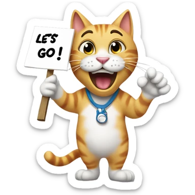 Funny cat holding a sign that says “LETS GO!!” sticker