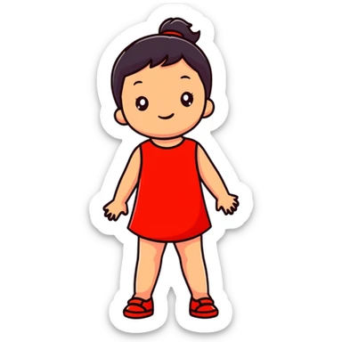 adorable child in a bright red dress sticker