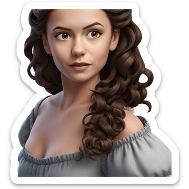 brown haired girl in dress sticker