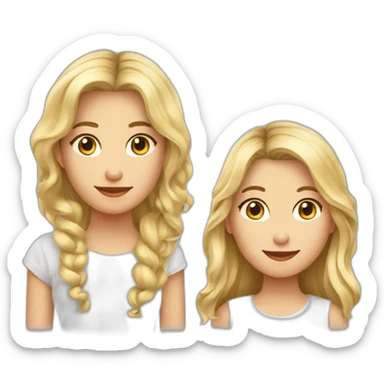 Fille blonde cheveux long ondulé avec garçon cheveux mi long brun en couple sticker