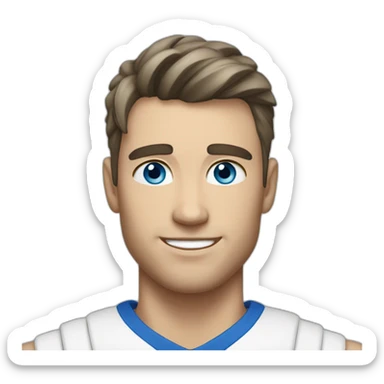 blue eyed, good looking white, athletic male with dark clean cut hair sticker