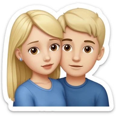 A girl holding an boys ear tightly sticker