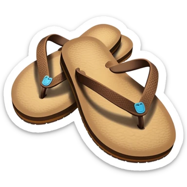 brown beach flip flops with thong straps sticker