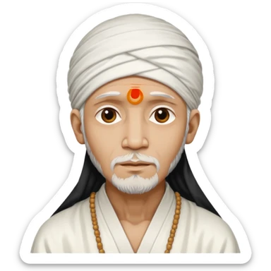 Shirdi Sai Baba with white robe and headscarf sticker