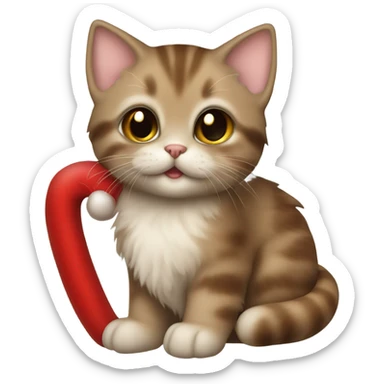 Brown oyster colored kitten that is pulling Santas sleigh sticker