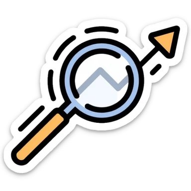 simple magnifying glass over a descending chart line sticker