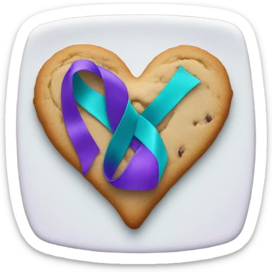 Purple and teal Suicide awareness ribbon on heart cookie sticker