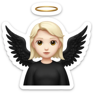 Créé un emojis avec une tenue complète d'ange et des ailes noir de demon sticker