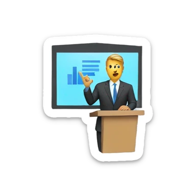 a presenter presenting data  sticker