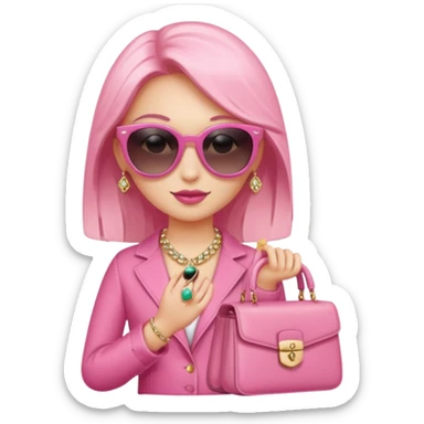 pink girl with wealth with sunglass on top sticker