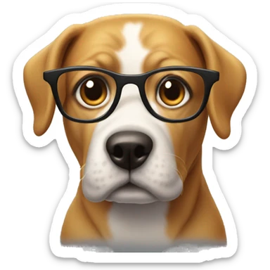 Dog with a one inch body and a huge head with glasses sticker