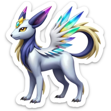Colorful Futuristic Meloetta-Absol-Manectric-Solgaleo-Raikou-Pokémon-Digimon-Fakémon-fusion-hybrid-creature sticker