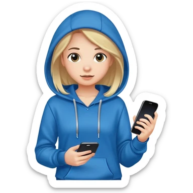 Girl with hoodie and shorts with a phone sticker